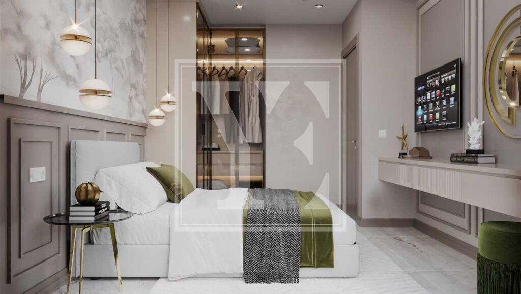 آپارتمان شیک 1+1 با منظره زیبای دریا در مرکز آلانیا