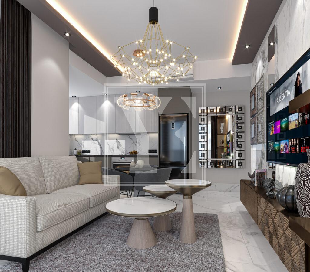 Красивый и роскошный лофт 1+1 недалеко от пляжа в центре Алании (Продано)