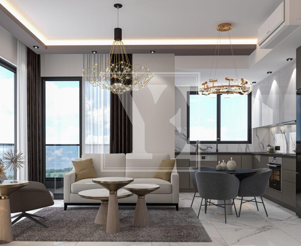 Красивый и роскошный лофт 1+1 недалеко от пляжа в центре Алании (Продано)