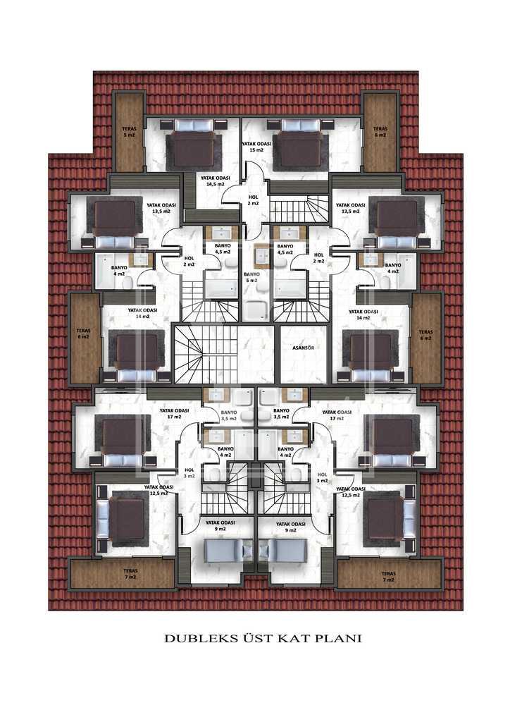 سقف دوبلکس زیبا 4+1 در منطقه زیبا در اوبا