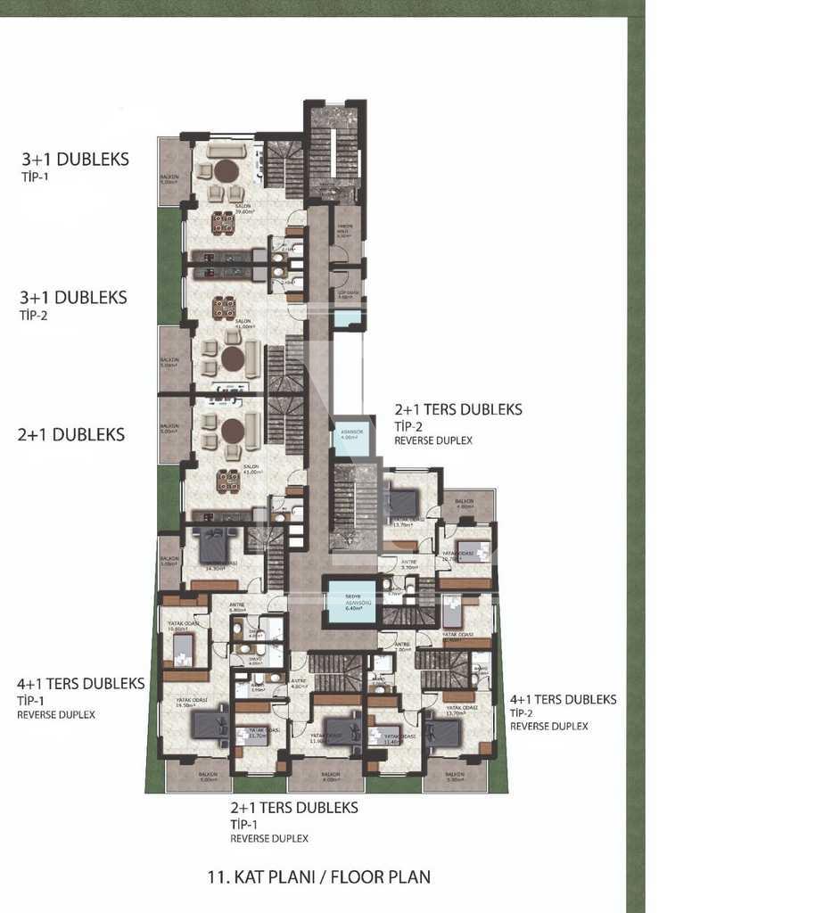 Wohnung zum Verkauf in Alanya, Mahmutlar, zwei Schlafzimmer, tolle Lage