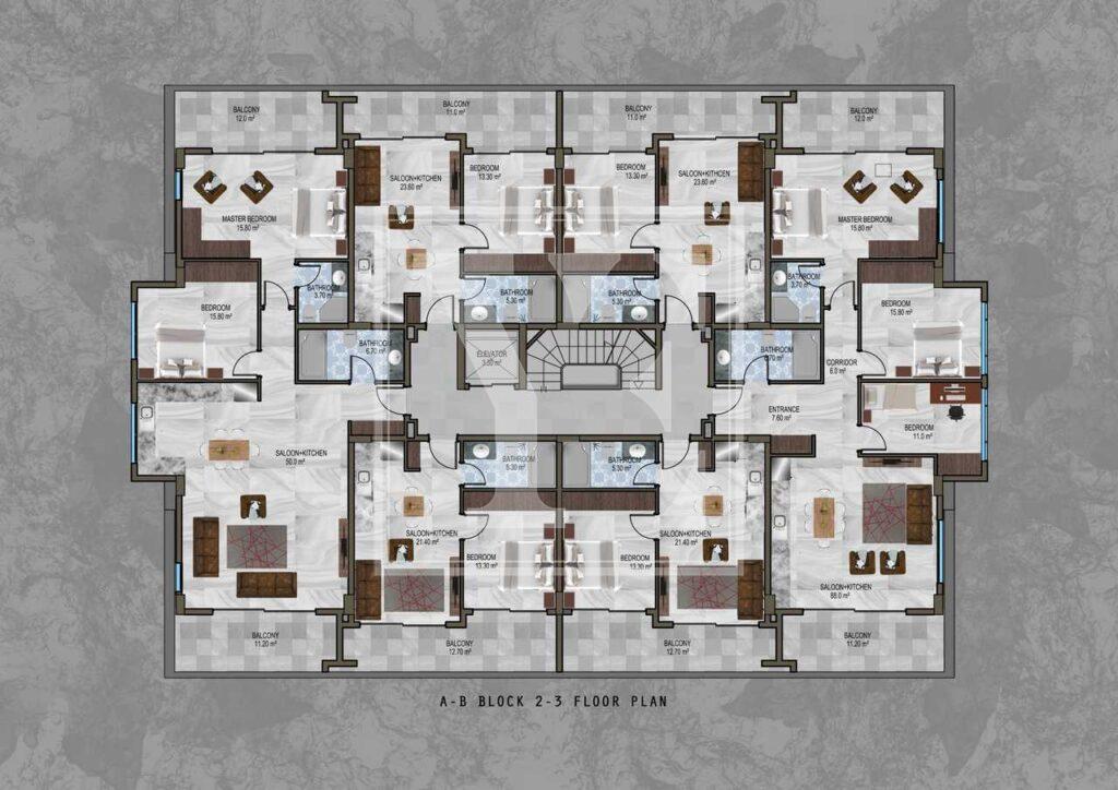 Квартира 2+1 в великолепном проекте с прекрасным видом на Каргыджак (Продано)