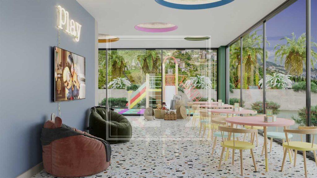 آپارتمان شیک 1+1 با منظره زیبای دریا در مرکز آلانیا