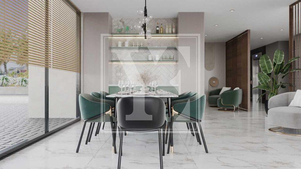 آپارتمان شیک 1+1 با منظره زیبای دریا در مرکز آلانیا