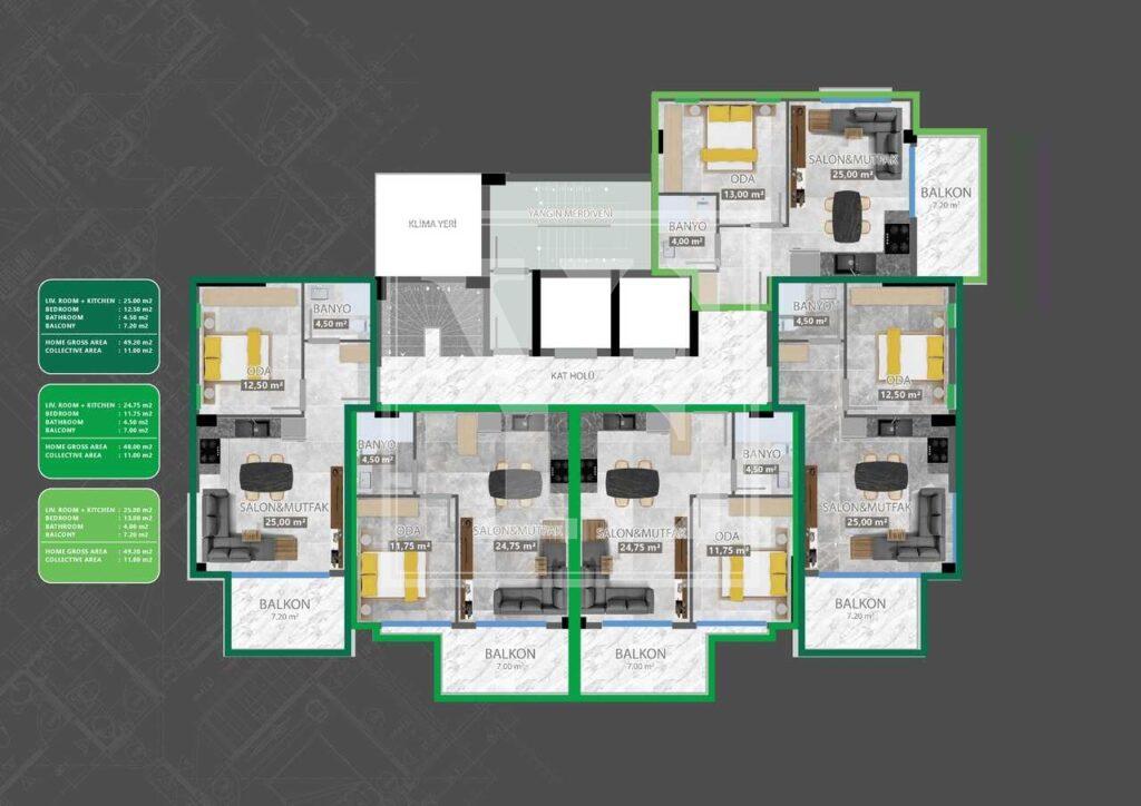 Красивый дуплекс 2+1 в красивом районе Демирташа