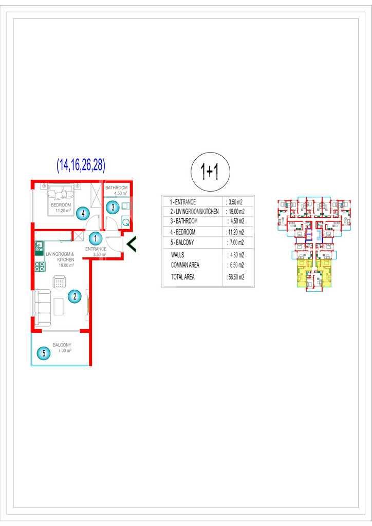 Elegante Wohnung 1+1 zur Investition in der schönen Gegend in Oba