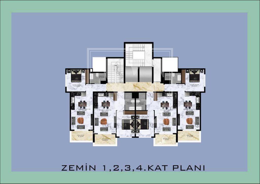 Чудова квартира 1+1 в Махмутларі для інвестицій