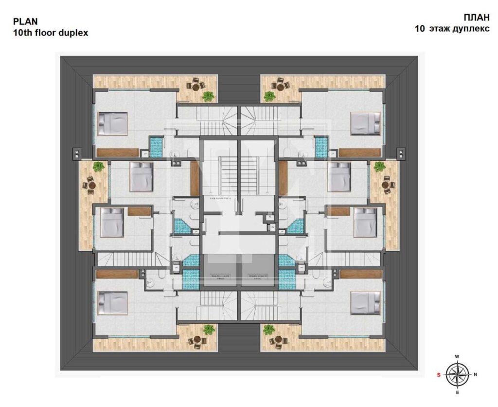 Елегантний дуплекс 2+1 на даху в красивому районі Махмутлара (Продано)