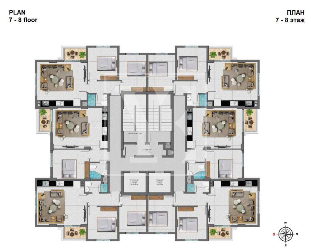 Елегантний дуплекс 2+1 на даху в красивому районі Махмутлара (Продано)