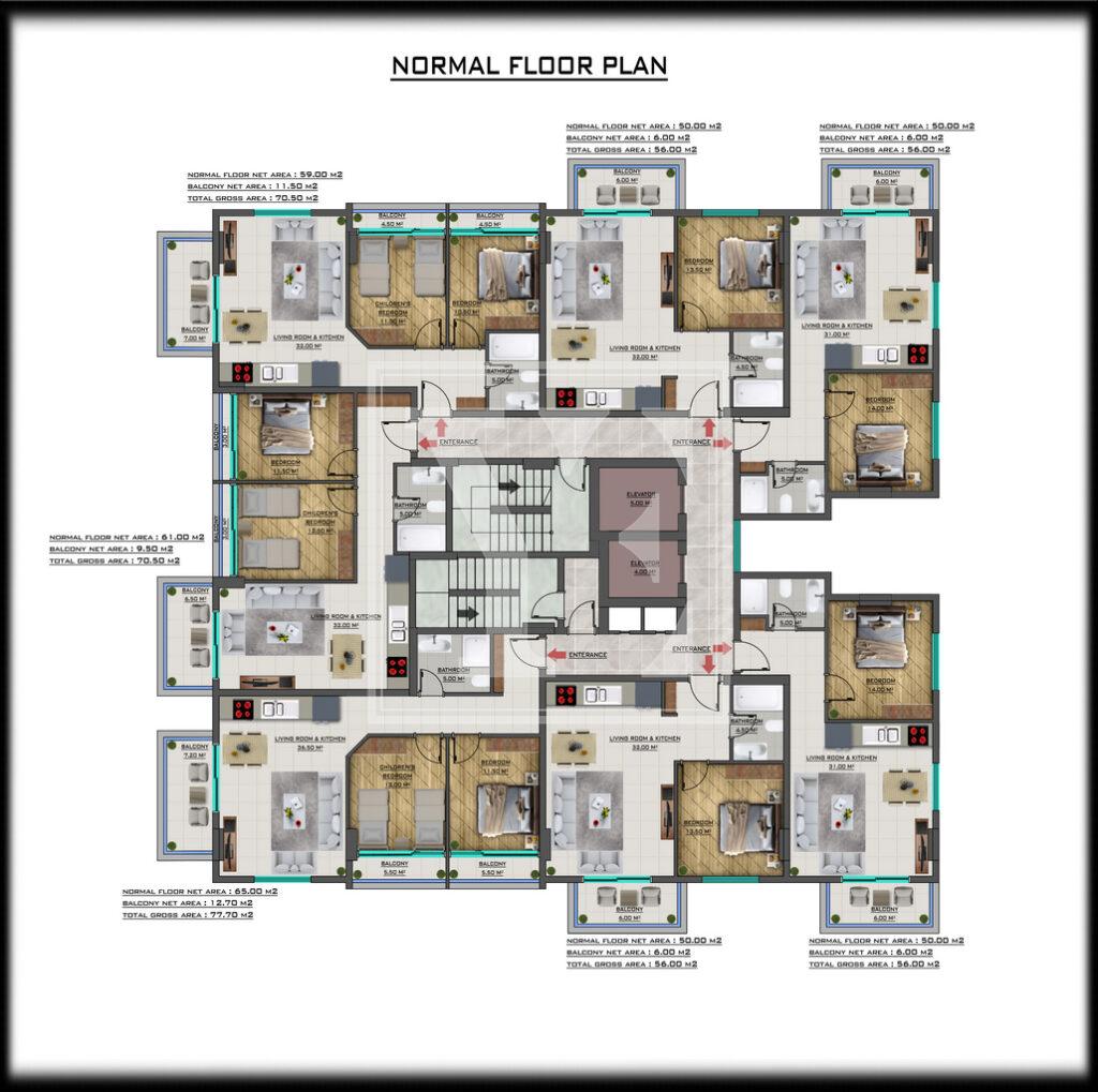 سقف دوبلکس شگفت انگیز 4+1 برای زندگی در مجتمع زیبا در منطقه محمودلار