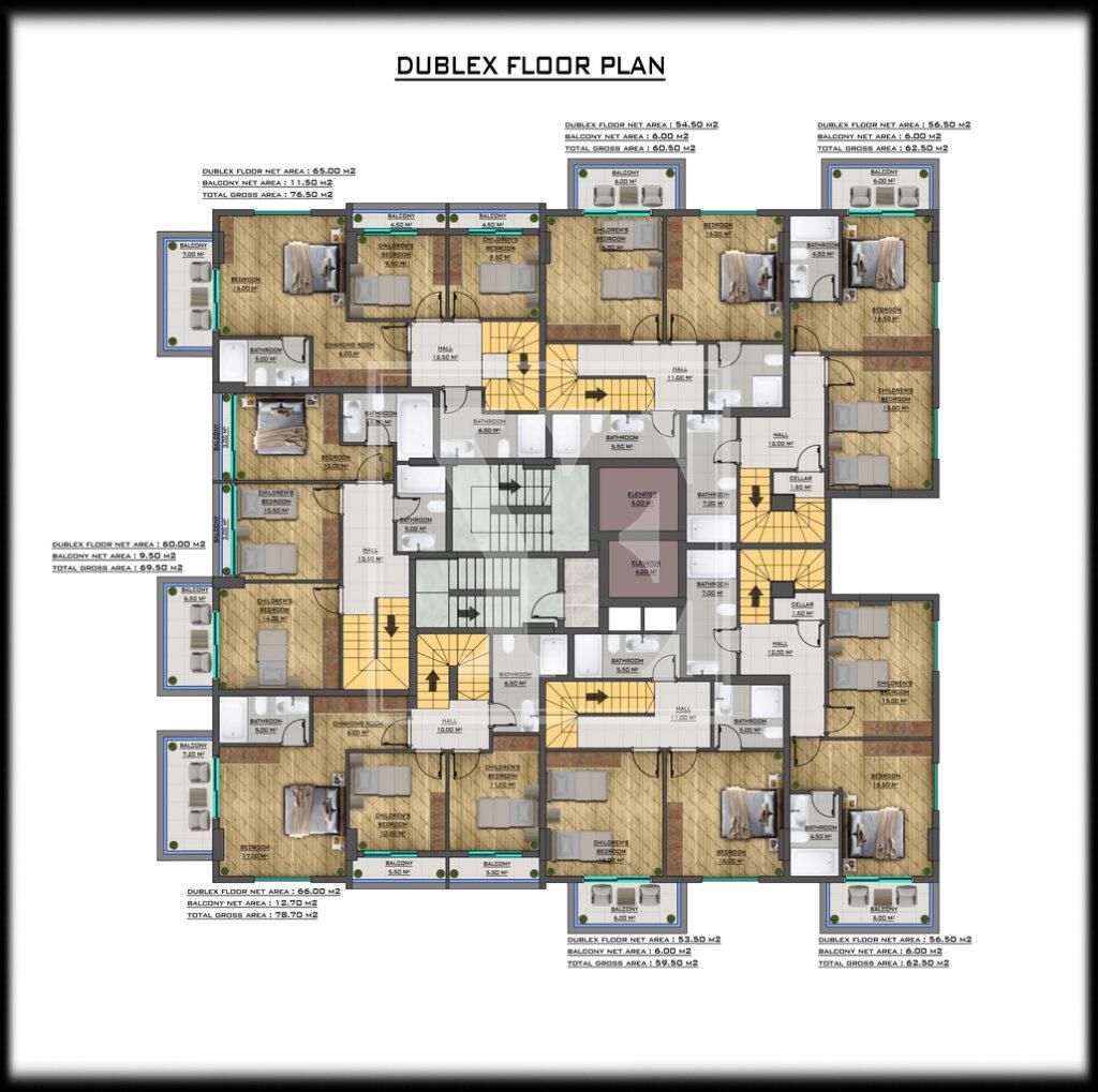 آپارتمان شگفت انگیز 2+1 برای زندگی در مجتمع زیبا در منطقه محمودلار