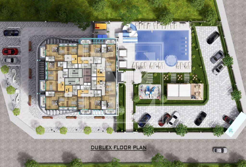 آپارتمان شگفت انگیز 2+1 برای زندگی در مجتمع زیبا در منطقه محمودلار