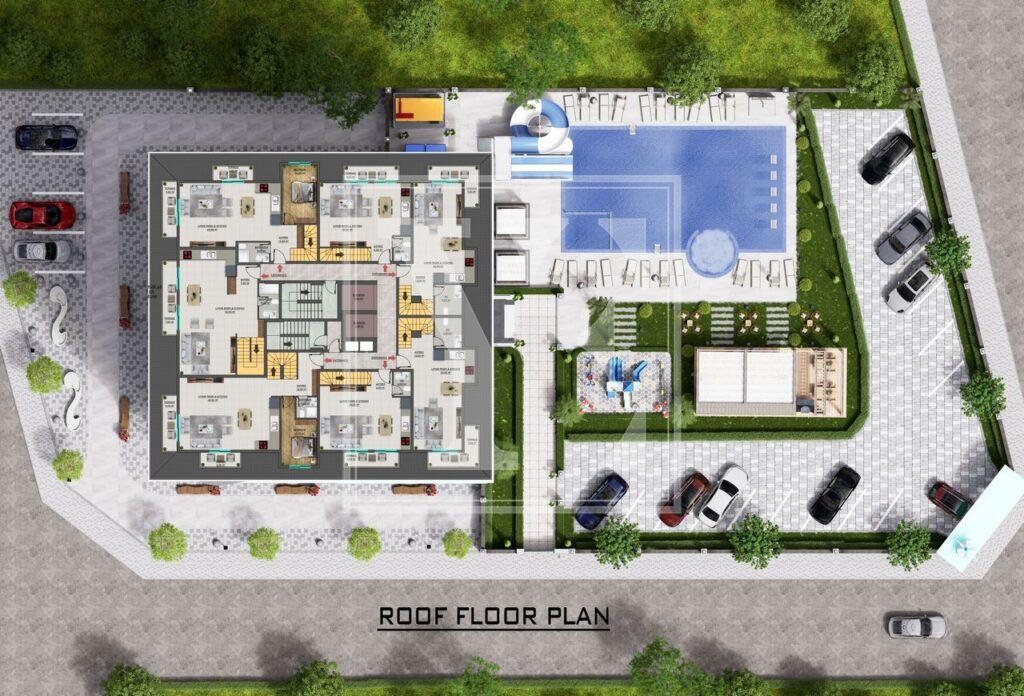 سقف دوبلکس شگفت انگیز 4+1 برای زندگی در مجتمع زیبا در منطقه محمودلار