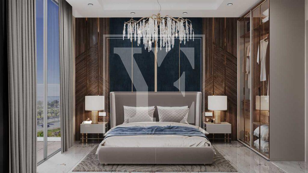 آپارتمان شیک 1+1 با منظره زیبای دریا در مرکز آلانیا