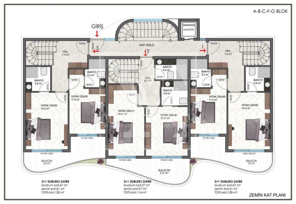 Moderne Maisonette-Wohnung 3+1 im herrlichen Bektaş
