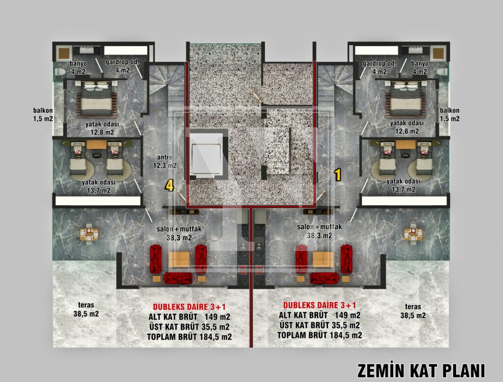 Затишний садовий дуплекс 3+1 в Кестелі